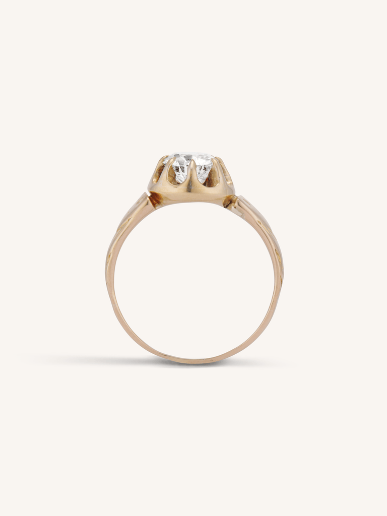 Victorian 1.29 Carat Old Mine Cushion Buttercup Engagement Ring