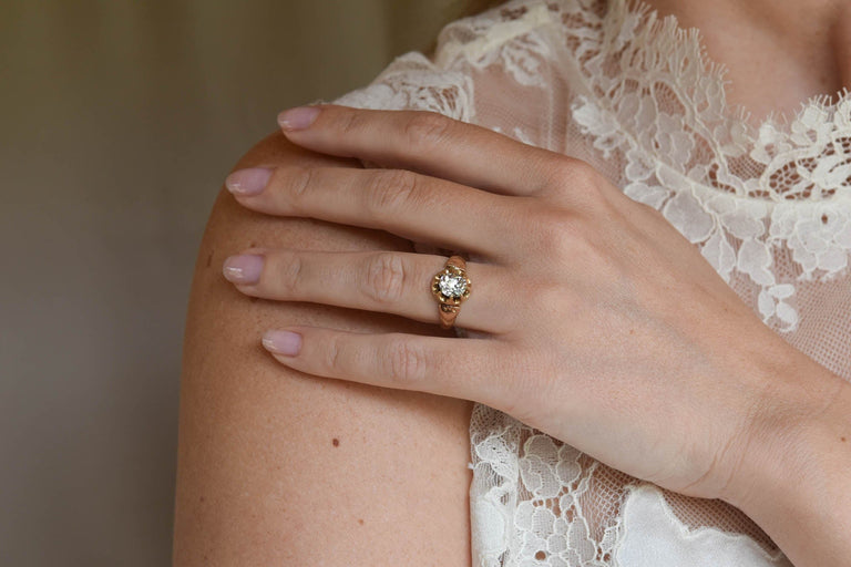 Victorian 1.29 Carat Old Mine Cushion Buttercup Engagement Ring