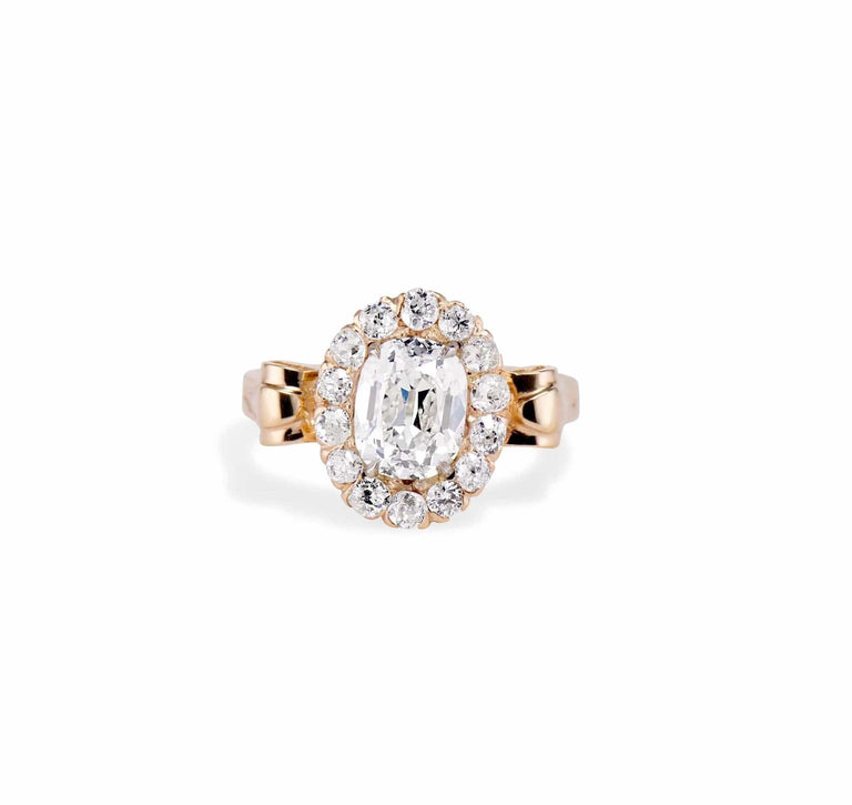 Victorian 1.52 Cushion Diamond Cluster Engagement Ring