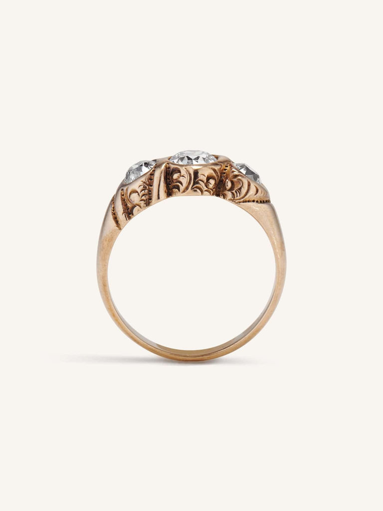 Victorian 1.58 Carat Old European Cut Diamond Three Stone Ring