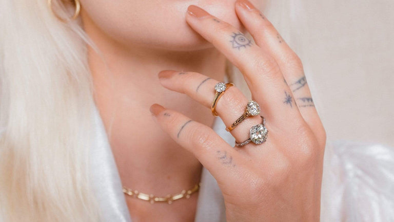 Victorian 1.69 Carat Old European Diamond Yellow Gold Engraved Ring