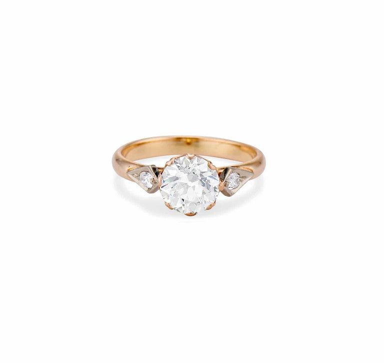 Victorian 1.75 Carat Old European Cut Diamond and Gold Engagement Ring, Russia