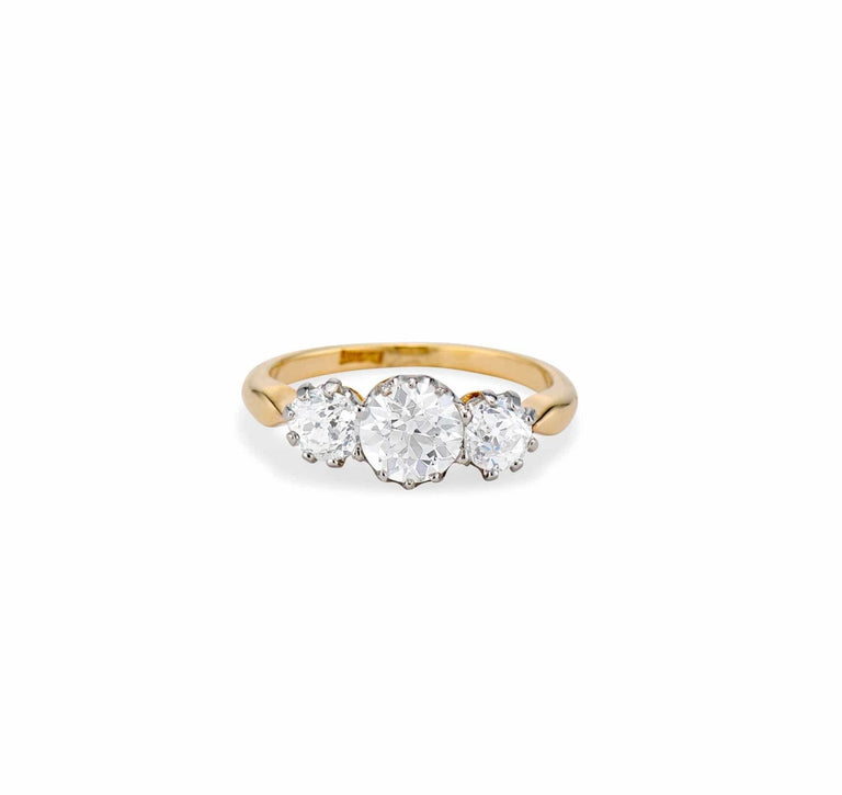 Victorian 1.76 Carat Three-Stone Diamond Ring