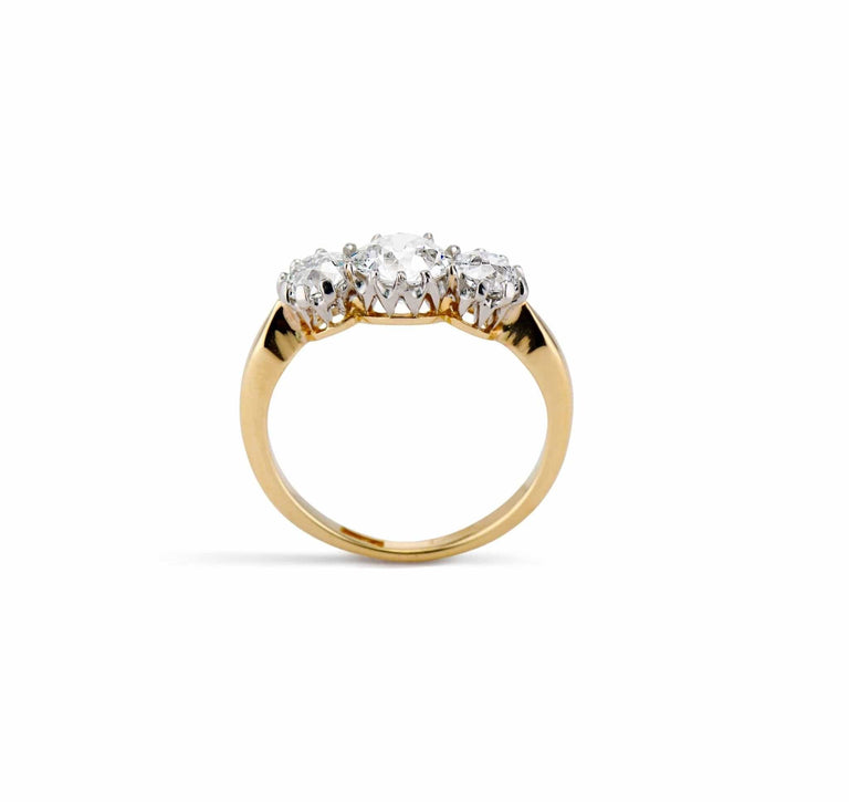 Victorian 1.76 Carat Three-Stone Diamond Ring
