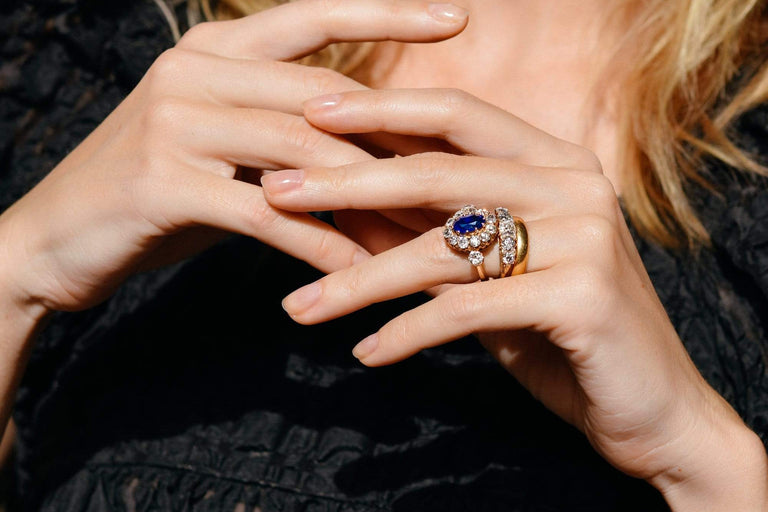 Victorian 2.00 Carat Oval Unheated Sapphire and Diamond Cluster