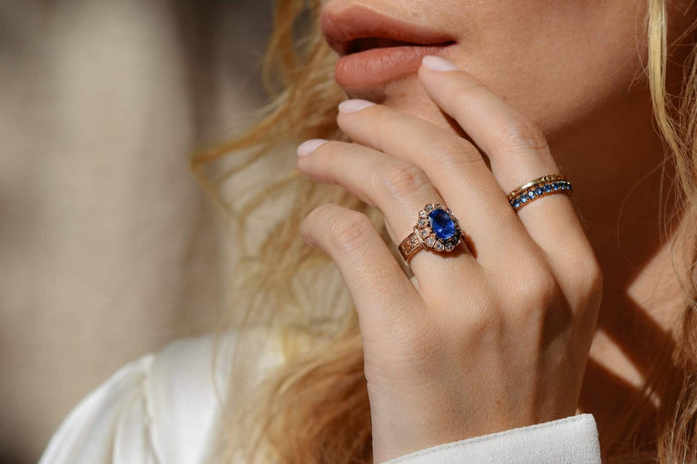 Victorian 2.12 Carat Cushion Untreated Burmese Sapphire and Diamond Engagement Ring