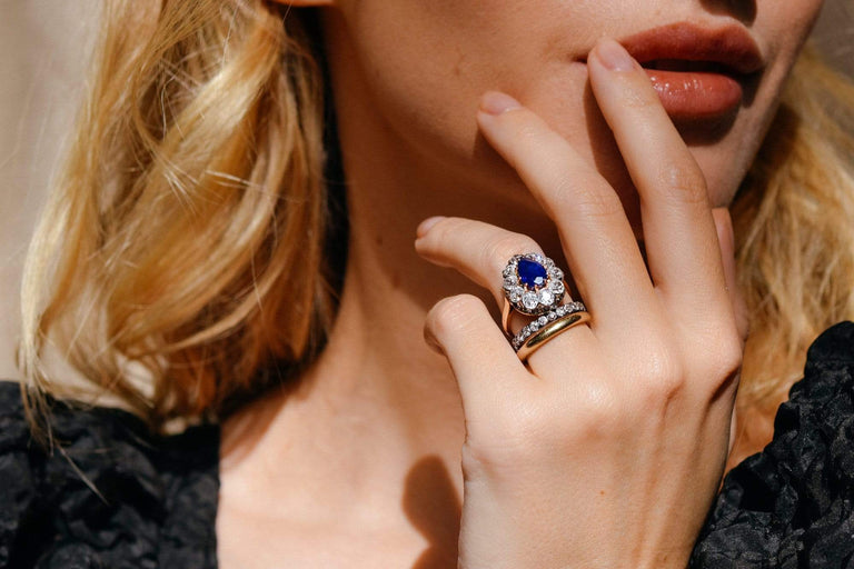 Victorian 3.20 Carat Pear Shaped Sapphire and Diamond Cluster Ring, France
