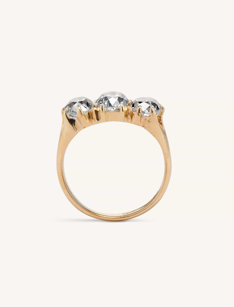 Victorian 3.39 Carat Three Stone Diamond Ring