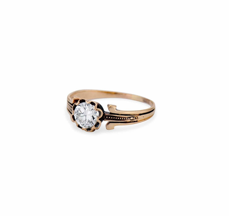 Victorian .45 Carat Old European-Cut Diamond and Gold Engagement Ring