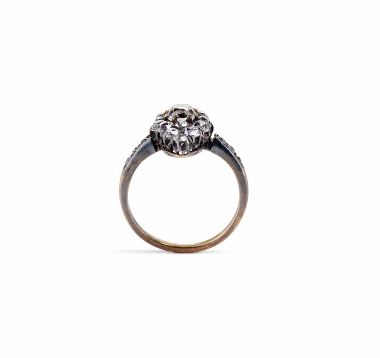Victorian .50 Old Mine Cut Diamond Cluster Navette Ring
