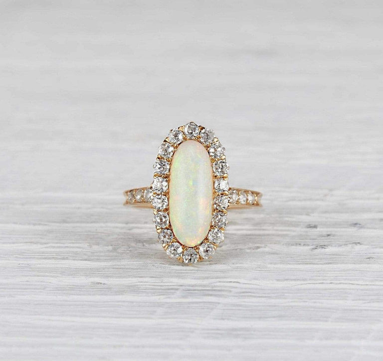 Victorian .60 Carat Victorian Opal and Diamond Ring