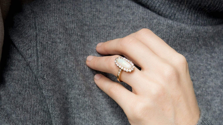 Victorian .60 Carat Victorian Opal and Diamond Ring