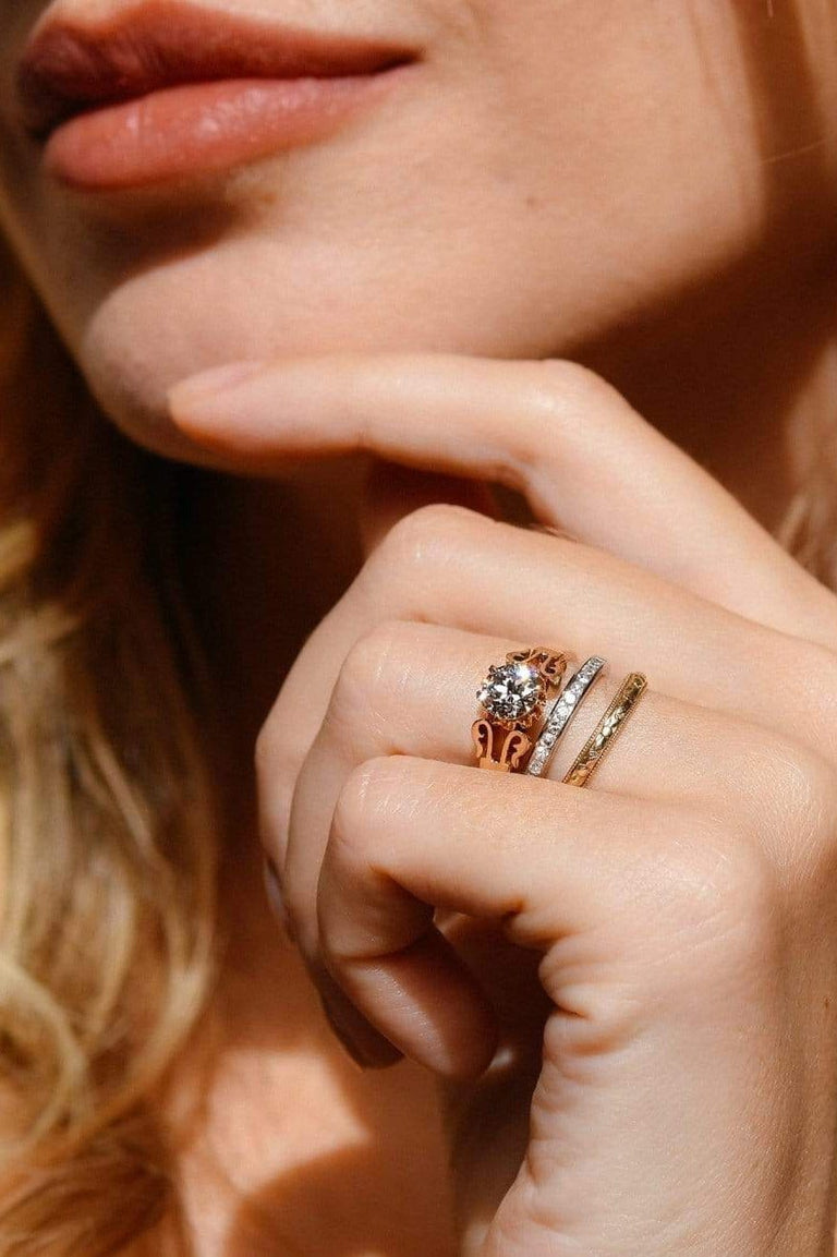 Victorian .80 Old European Diamond and Gold Solitaire Engagement Ring