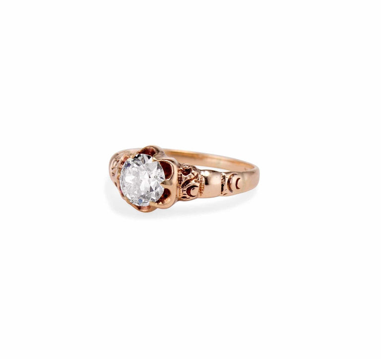 Victorian .84 Carat Old European Diamond and Gold Engagement Ring