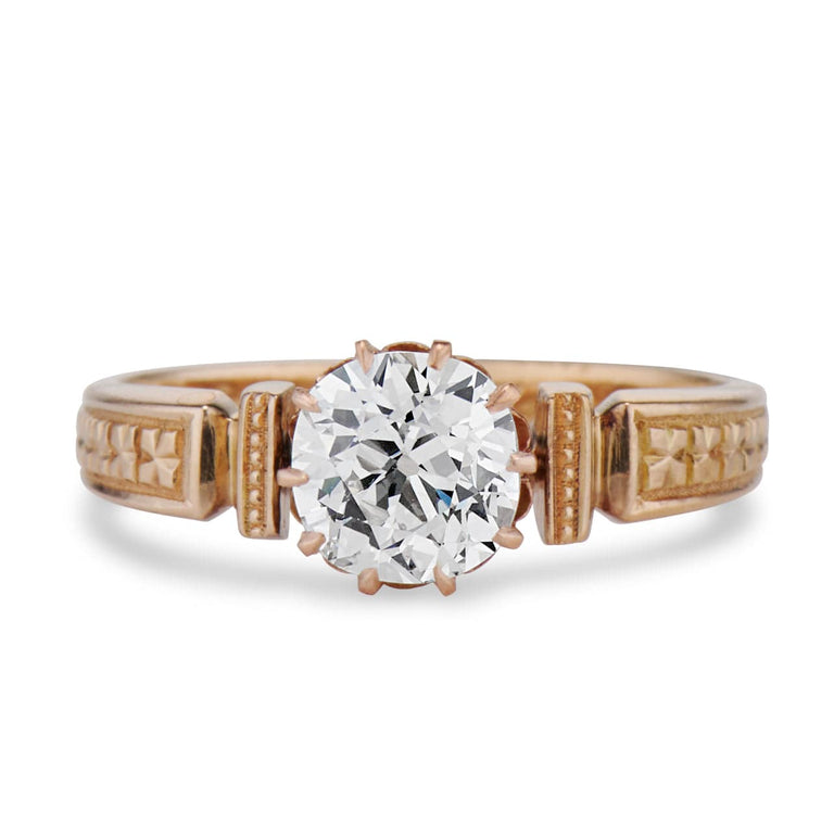 Victorian .92 Carat Old Mine Cushion Cut Diamond Ring