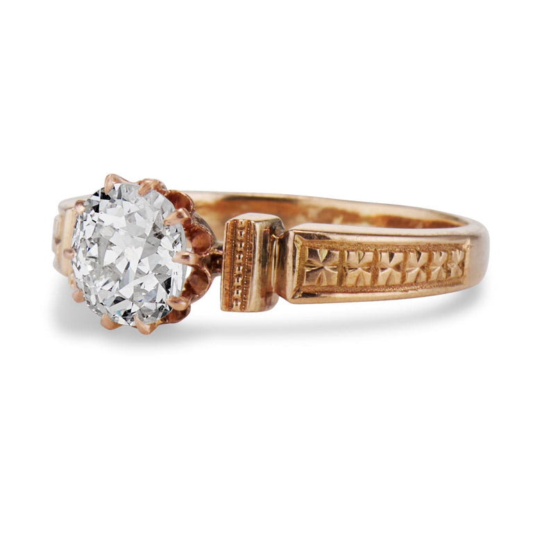 Victorian .92 Carat Old Mine Cushion Cut Diamond Ring