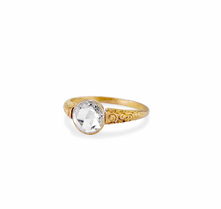 Victorian .94 Carat Rose Cut Bezel Set Engagement Ring