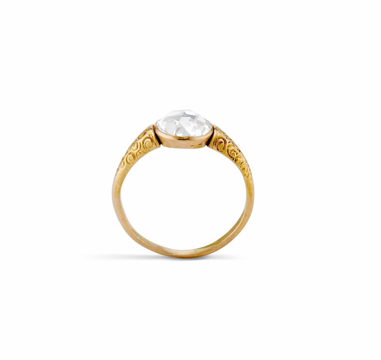 Victorian .94 Carat Rose Cut Bezel Set Engagement Ring