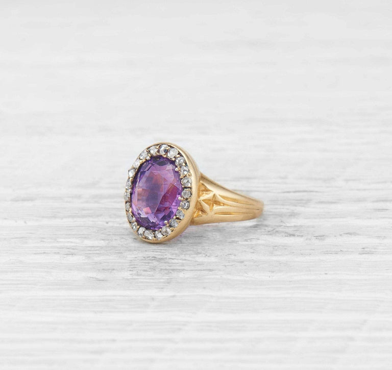 VICTORIAN AMETHYST AND DIAMOND RING