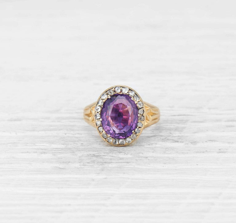 VICTORIAN AMETHYST AND DIAMOND RING