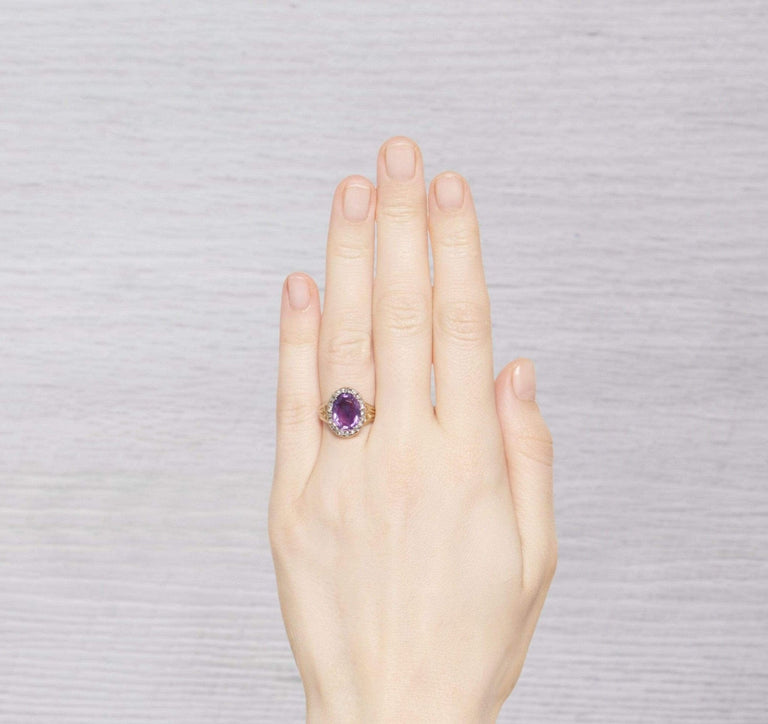 VICTORIAN AMETHYST AND DIAMOND RING