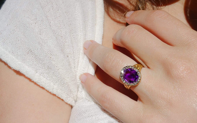 VICTORIAN AMETHYST AND DIAMOND RING
