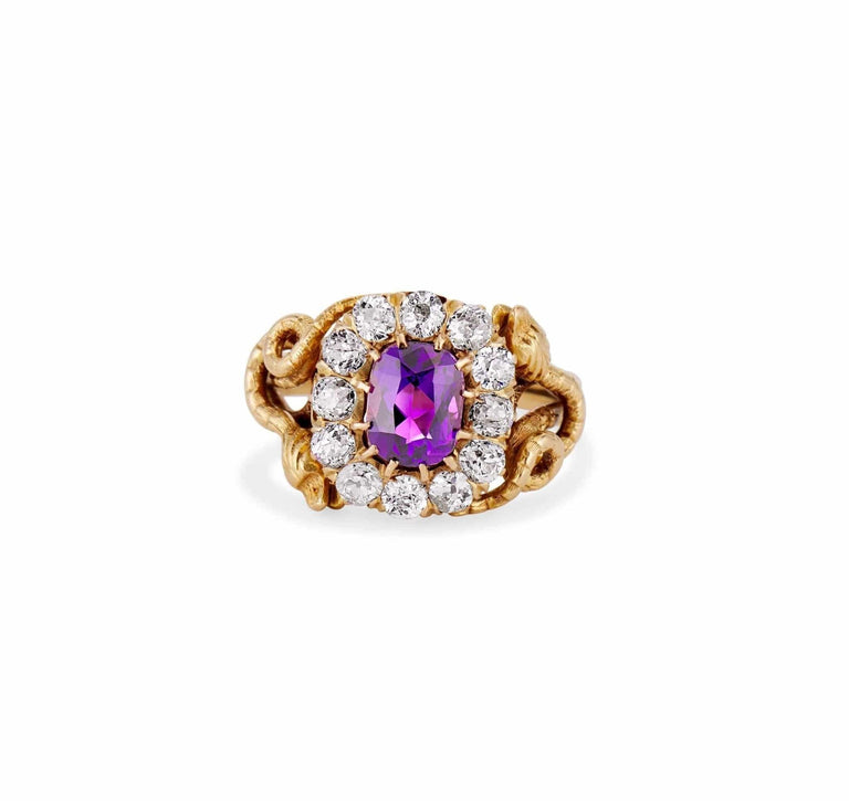 Victorian Amethyst and Diamond Snake Ring