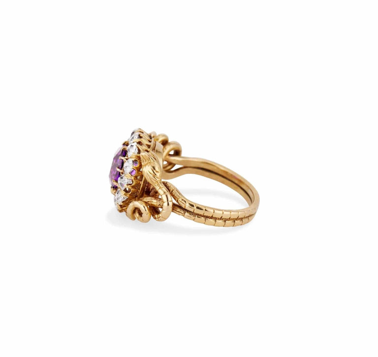 Victorian Amethyst and Diamond Snake Ring