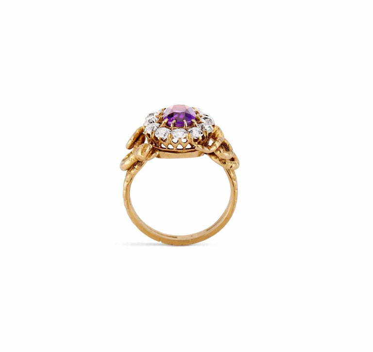 Victorian Amethyst and Diamond Snake Ring