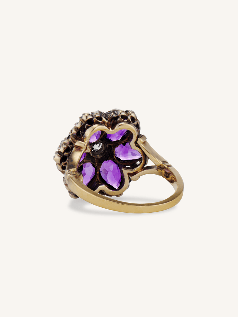 Victorian Amethyst & Diamond Flower Cluster Ring
