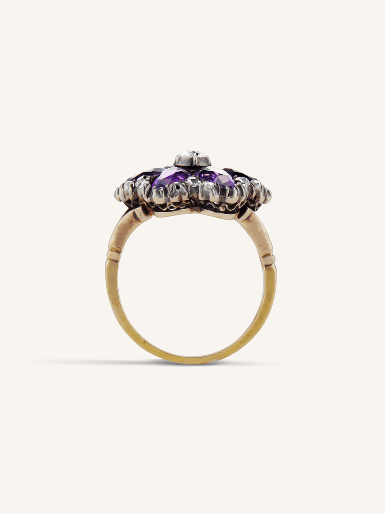 Victorian Amethyst & Diamond Flower Cluster Ring