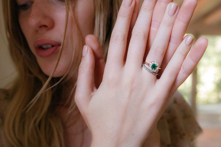 Victorian Antique Emerald and Diamond Cluster Ring