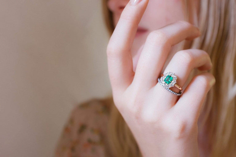 Victorian Antique Emerald and Diamond Cluster Ring
