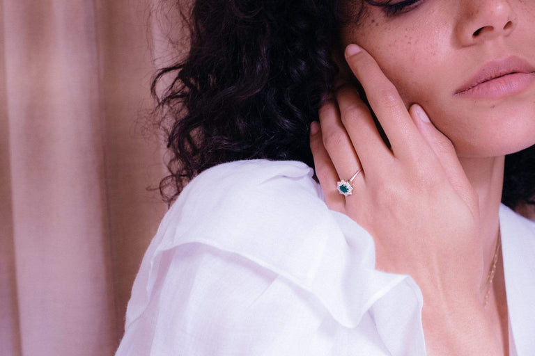 Victorian Antique Emerald and Diamond Cluster Ring