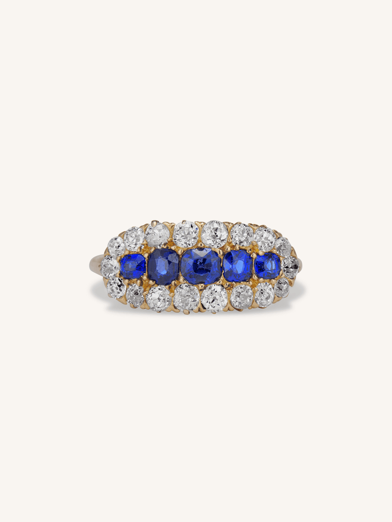 Antique Victorian Five Stone Sapphire Cluster Ring