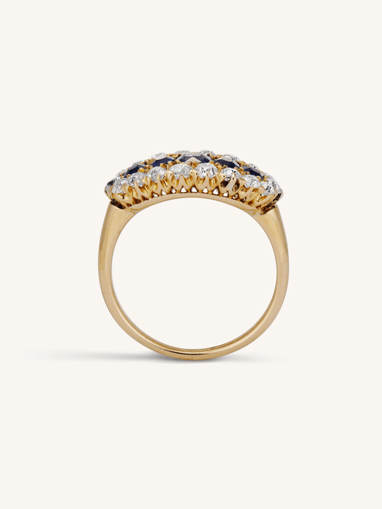 Antique Victorian Five Stone Sapphire Cluster Ring