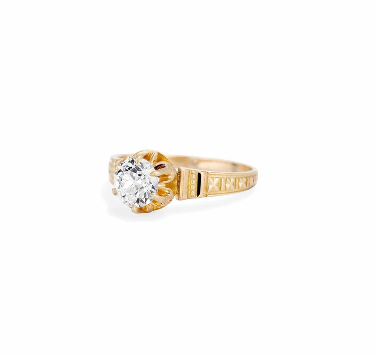 Victorian Archeological Revival .90 Carat Diamond Ring
