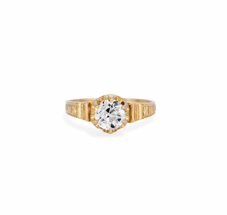 Victorian Archeological Revival .90 Carat Diamond Ring