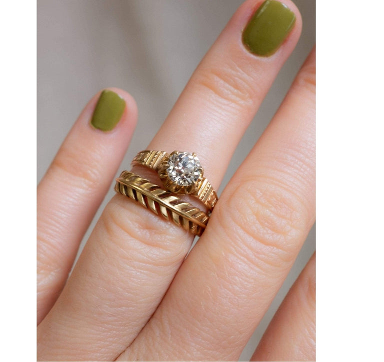 Victorian Archeological Revival .90 Carat Diamond Ring