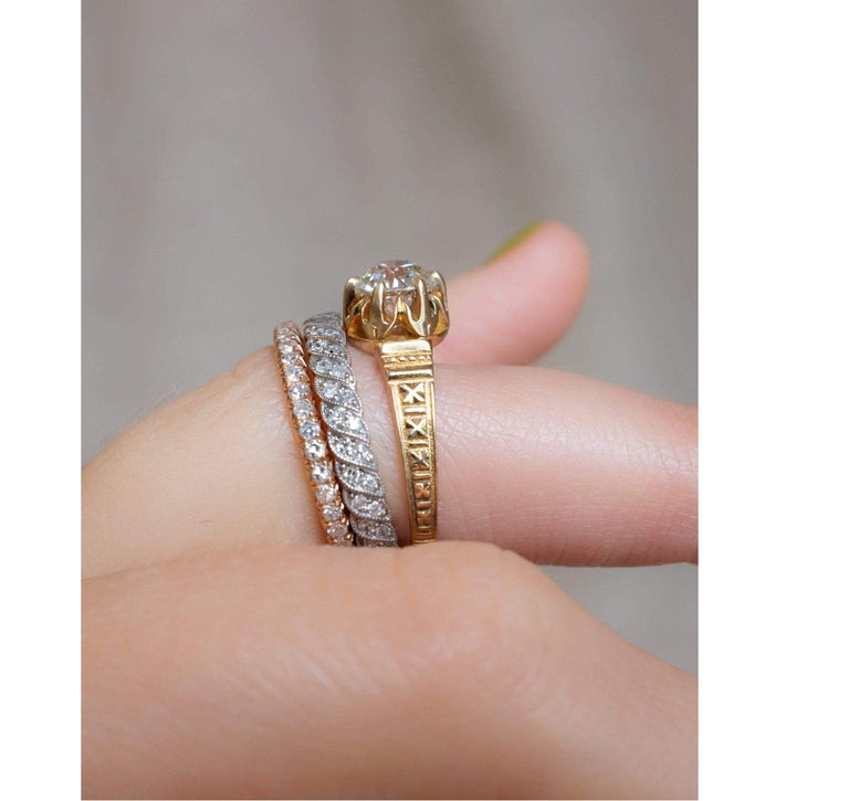 Victorian Archeological Revival .90 Carat Diamond Ring