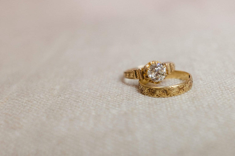 Victorian Archeological Revival .90 Carat Diamond Ring