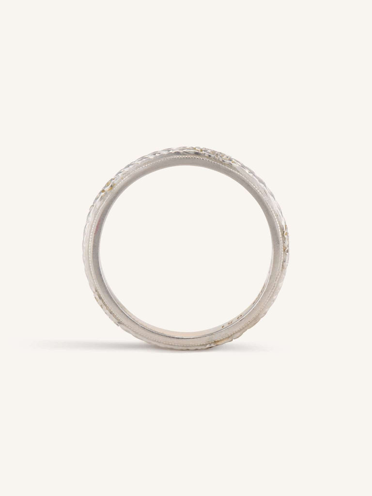 Victorian Bicolor Engraved Antique Wedding Band Size 9.5