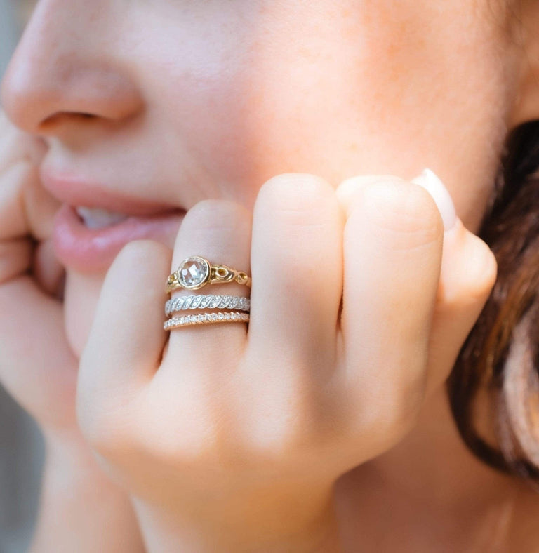 Victorian British .90 Carat Rose Cut Diamond Engagement Ring