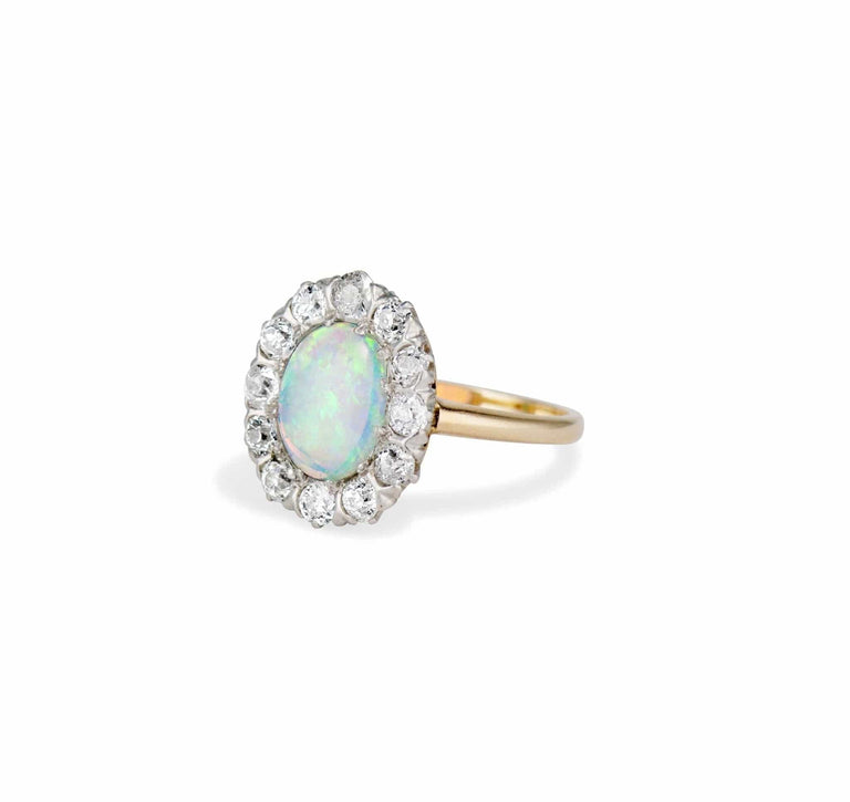 Victorian Diamond and Opal Cluster