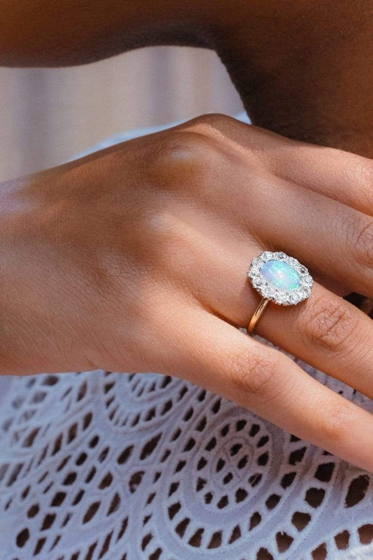 Victorian Diamond and Opal Cluster