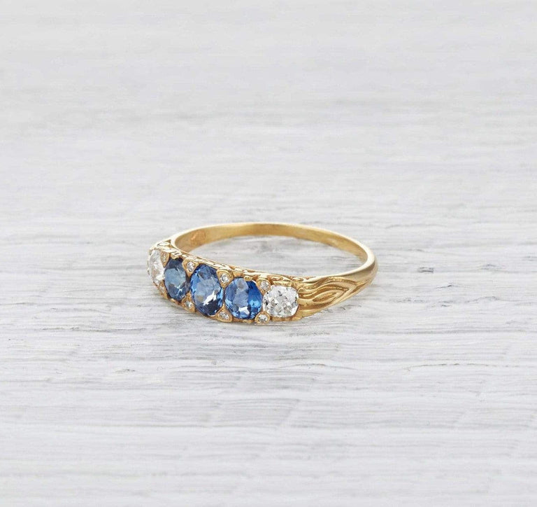 Victorian Diamond and Sapphire Half Hoop Band