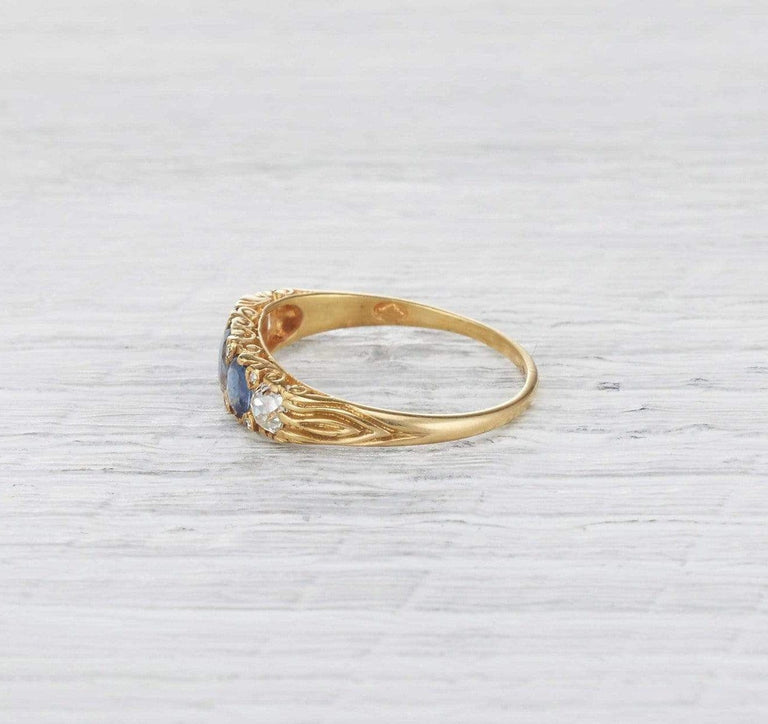 Victorian Diamond and Sapphire Half Hoop Band