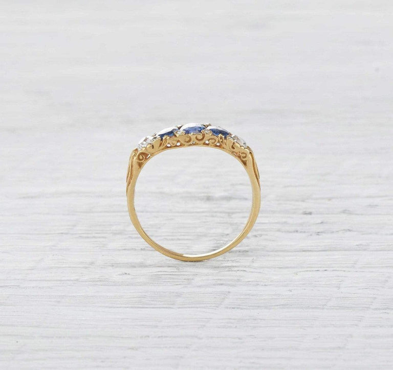 Victorian Diamond and Sapphire Half Hoop Band