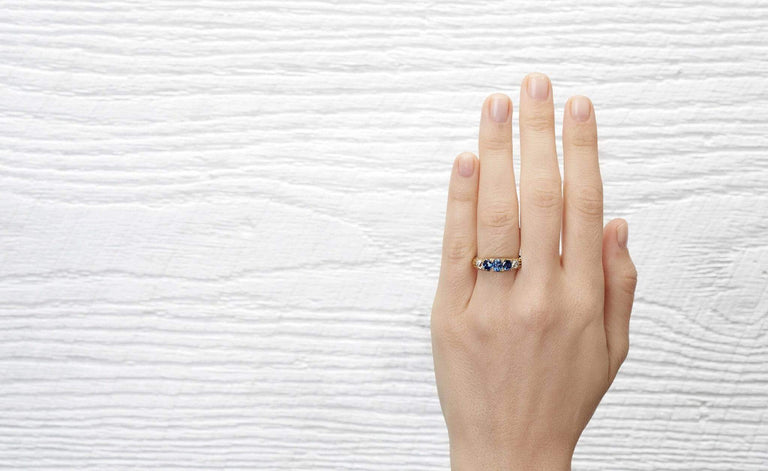 Victorian Diamond and Sapphire Half Hoop Band