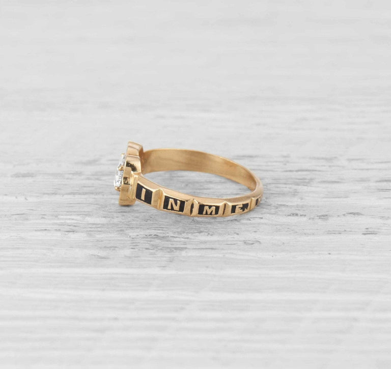 Victorian Diamond & Enamel Mourning Ring